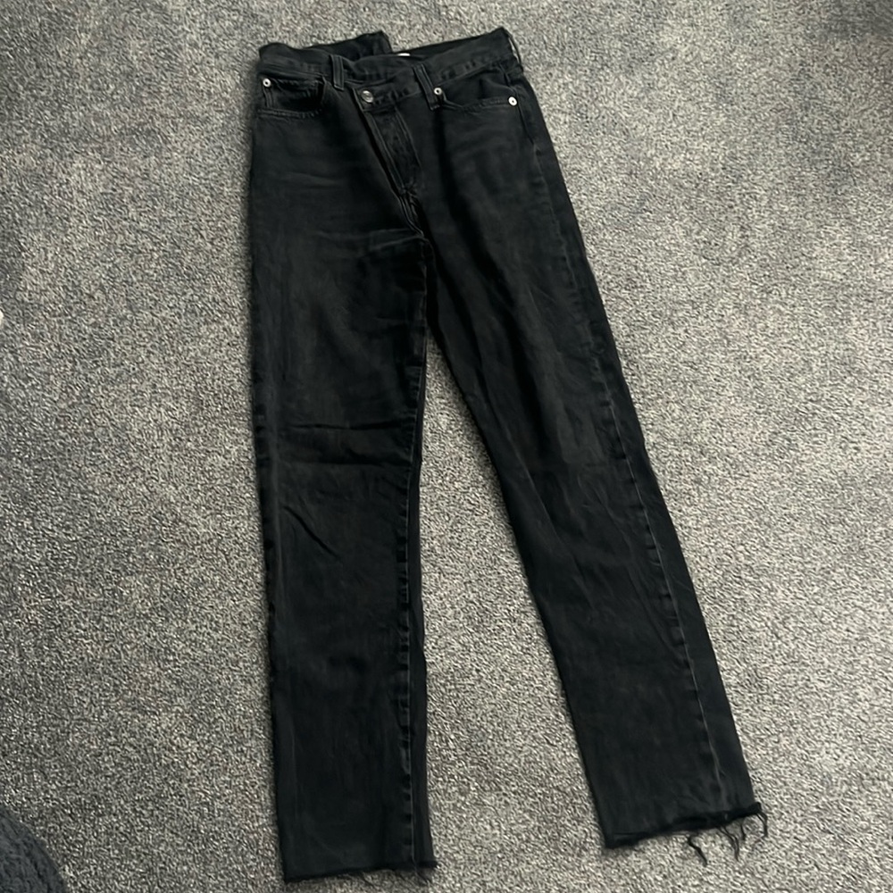 Agolde Criss Cross button fly straight black denim 25